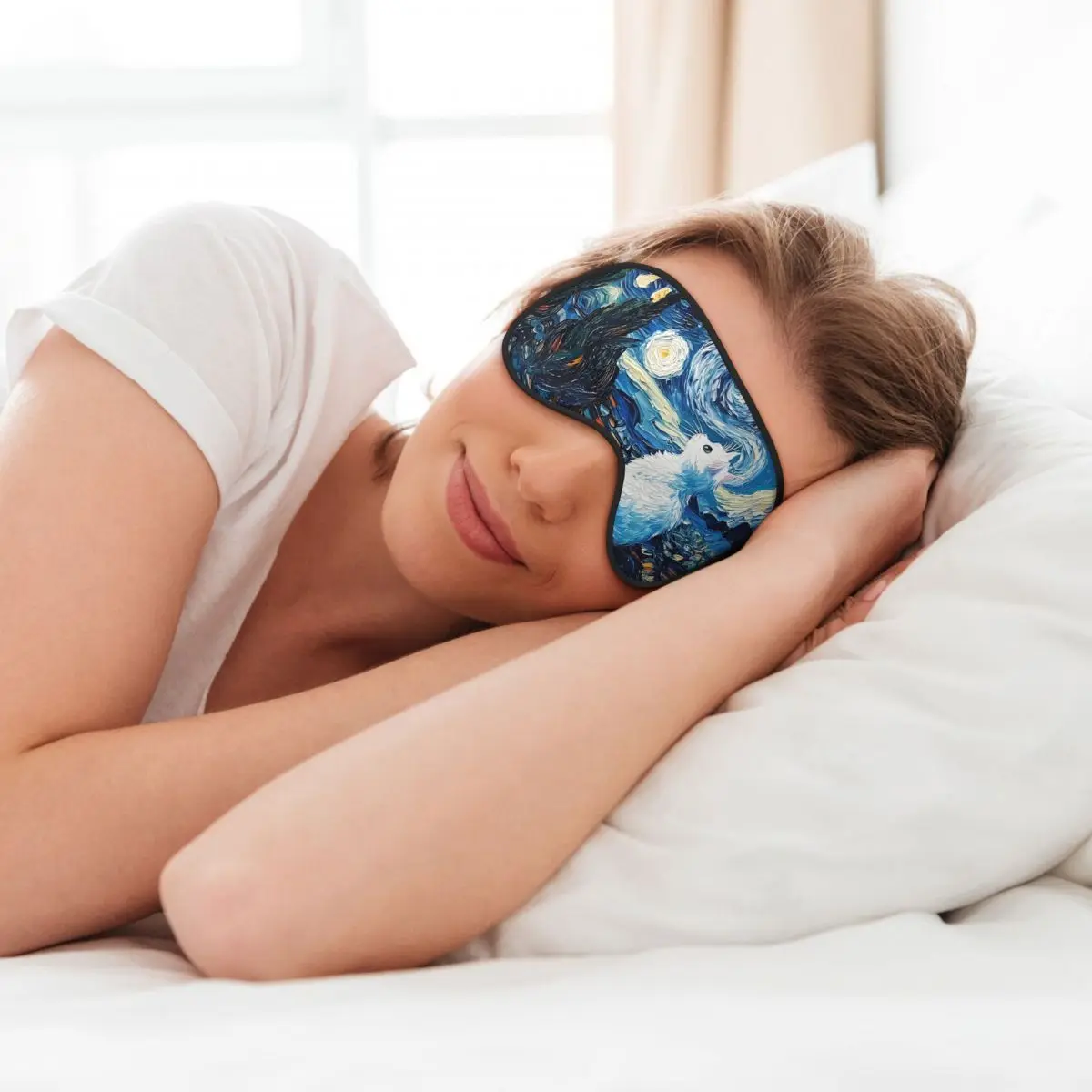 مخصص فنسنت فان جوخ ليلة مليئة بالنجوم لينة السفر قناع عين مزدوجة الجانب الغمامة قابل للتعديل النفط اللوحة كتلة خارج ضوء إيباتش