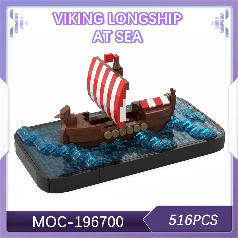 

516PCS Viking Longship At Sea Building Blocks Creating A Stress-Relief Atmosphere Desktop Decorations Miniature DIY MOC-196700