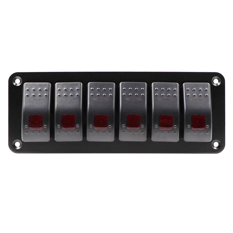 12/24V Circuit Breaker 6 Gang LED Rocker Switch Panel Car Toggle Switch for Car Boat Marine Yacht RV Camper Truck Trailer