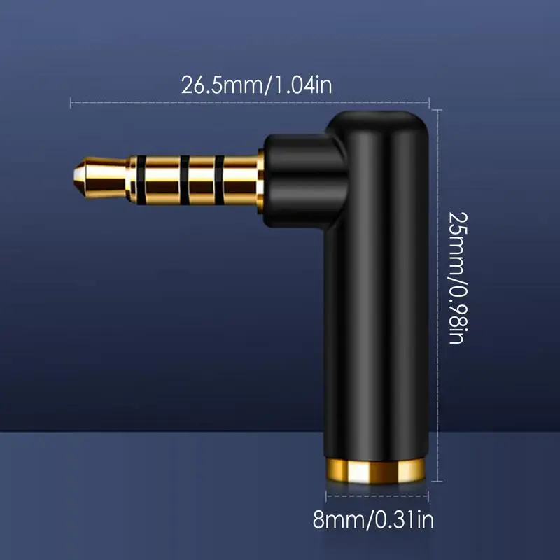 3.5mm jack Right Angle Audio Adapter Male to Female jack 90 Degree AUX Adapter 1/8 TRRS Stereo Headphone Connector