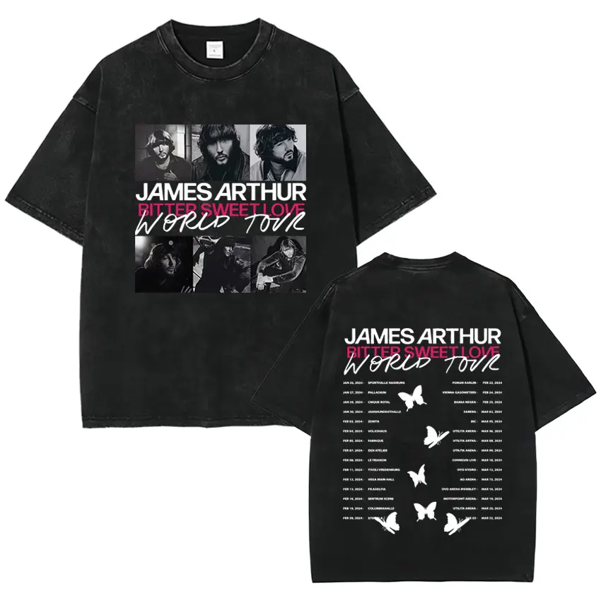 

Винтажная футболка в стиле хип-хоп с принтом Джеймса Артура, футболка The Pisces World Tour, модная графическая футболка для мужчин и женщин, оверсайз топы Tide