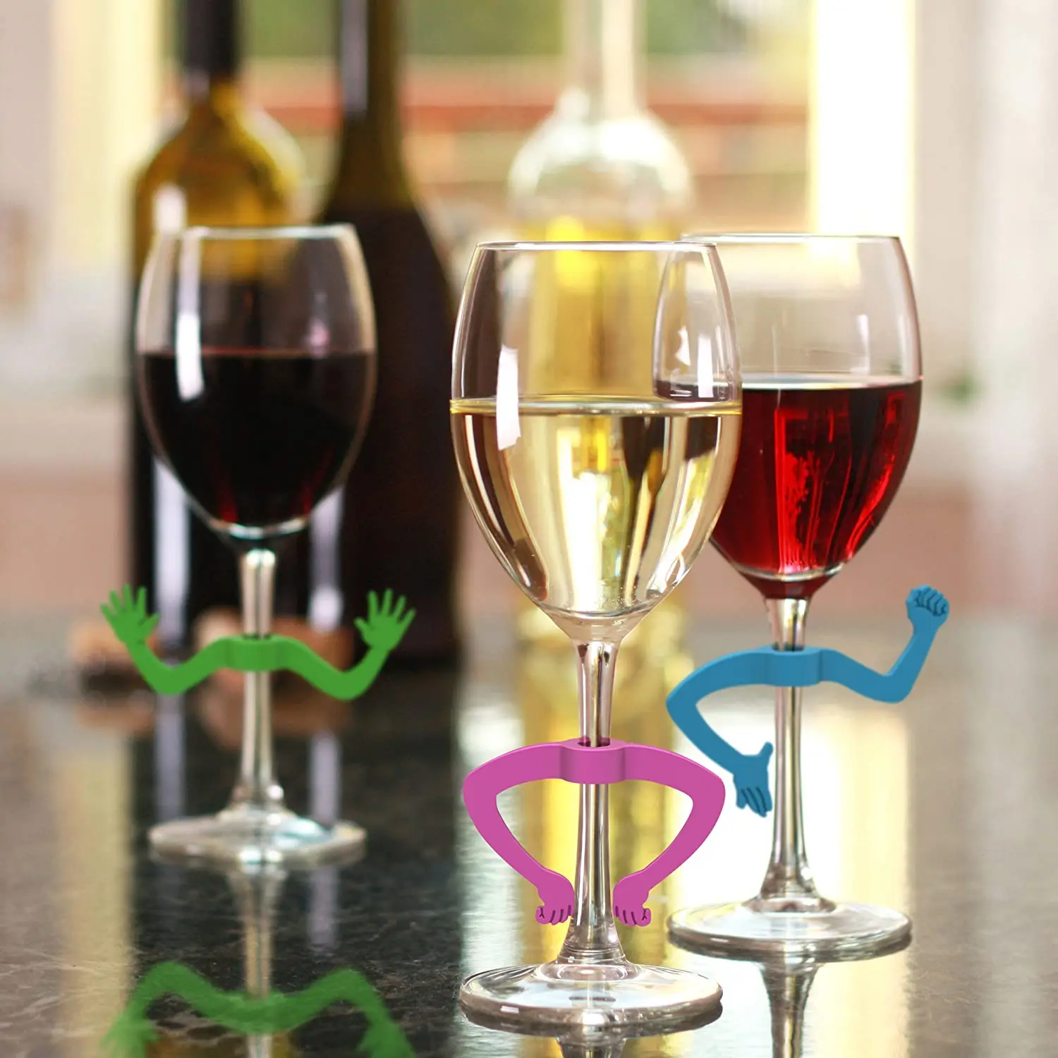 Abge-6Pcs Wine Glass Marker Silicone Wine Drink Markers Wine Identifiers For Pa…