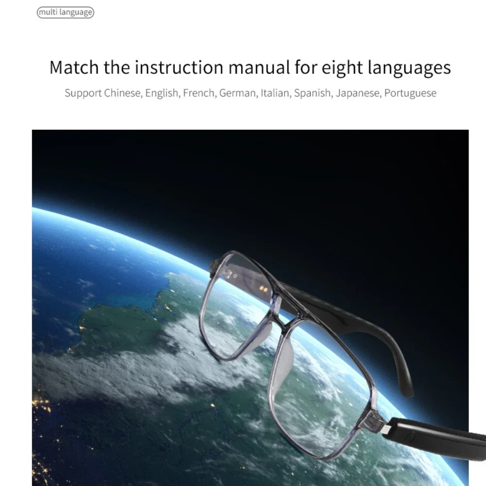 Gs10 óculos inteligentes bluetooth fazer receber chamada música câmera redução de ruído uv 400 anti luz azul óculos presentes das mulheres dos homens
