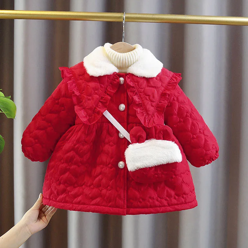 1 2 3 4 Years Baby Girl Winter Jacket Christmas Sweet Princess Girls Coat Thicken Warm Children Outerwear Clothing Birthday Gift