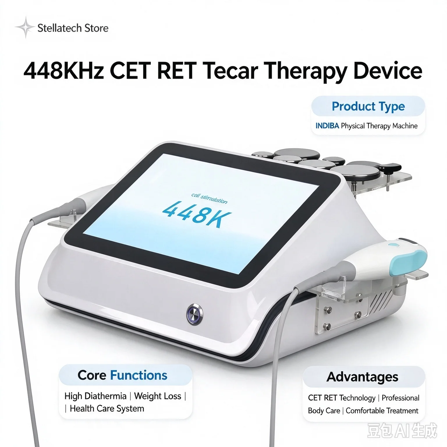 448Khz CET RET Tecar Device INDIBA Physical Therapy Machine  High   Diatermia Pro Loss Weight Health Care System