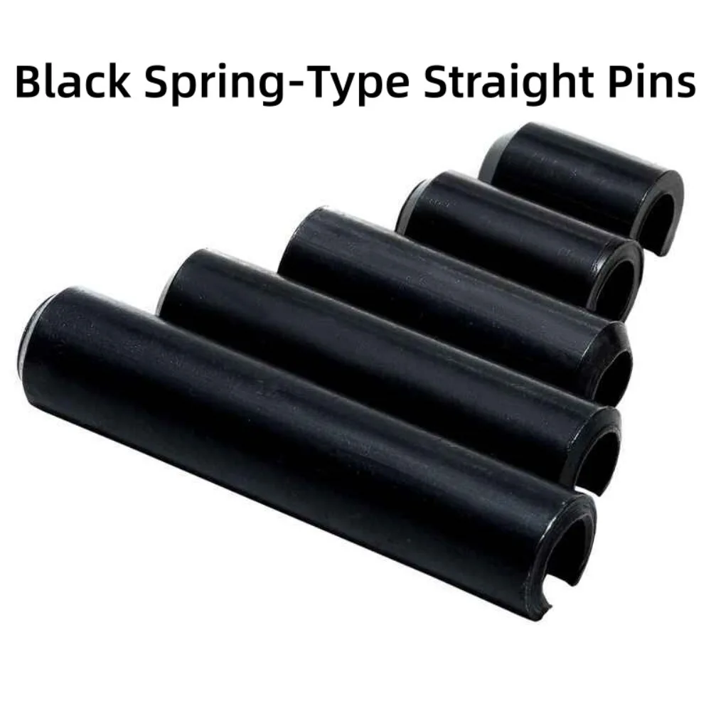 Black Steel Spring Elastic Cotter Pins, M1.5-M12 Straight Roll Dowel Pins, High Tensile Spring Pins for Fastening Applications