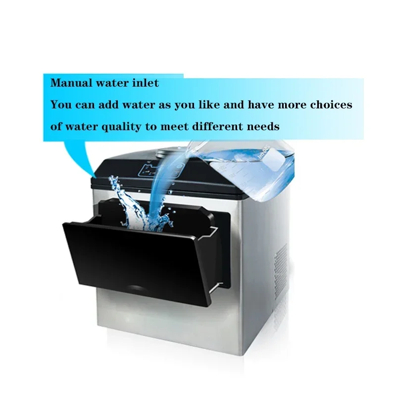 25 كجم التجارية عالية الجودة آلة صنع الثلج الإنجليزية لوحة المنزلية آيس كيوب صانع الشاي الحليب متجر التلقائي مدخل المياه