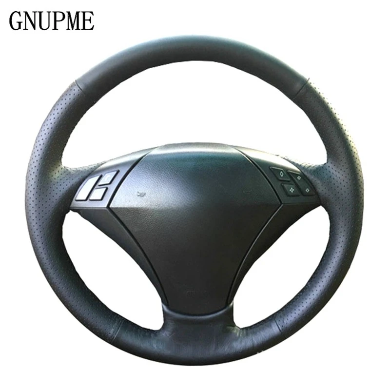 GNUPME DIY Black Artificial Leather Hand-Stitched Car Steering Wheel Cover for BMW 530 523 523li 525 520li 535 545i E60