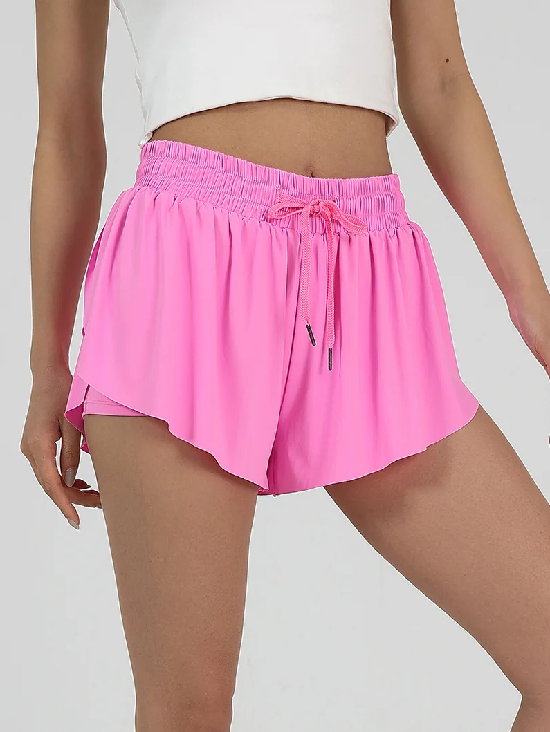 Women Gym Sport Yoga Shorts Elastic Short Pants With Pockets Women Tennis Skirts Golf Pantskirt Yoga Running Training Shorts