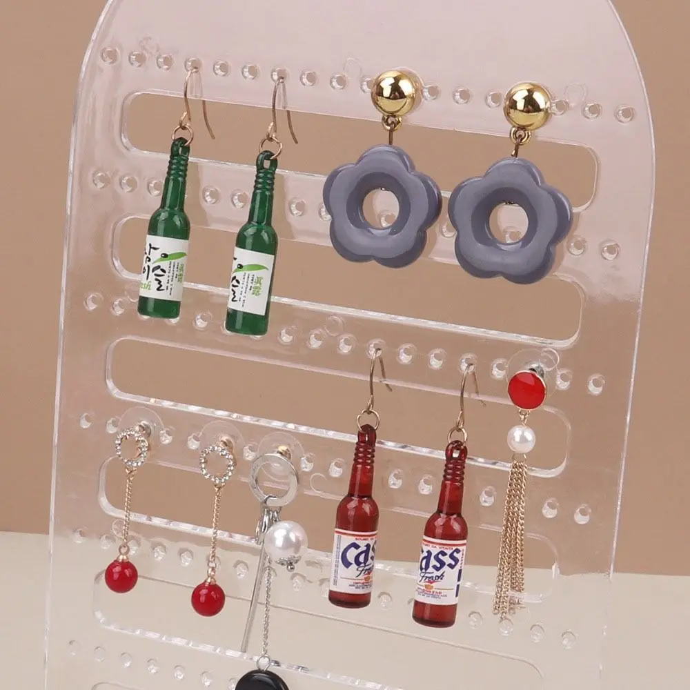 

plastic Fashion Clear Acrylic Organizer Box Portable Ear Holder Multi-Hole Earring Show Stand Jewelry Display Holders