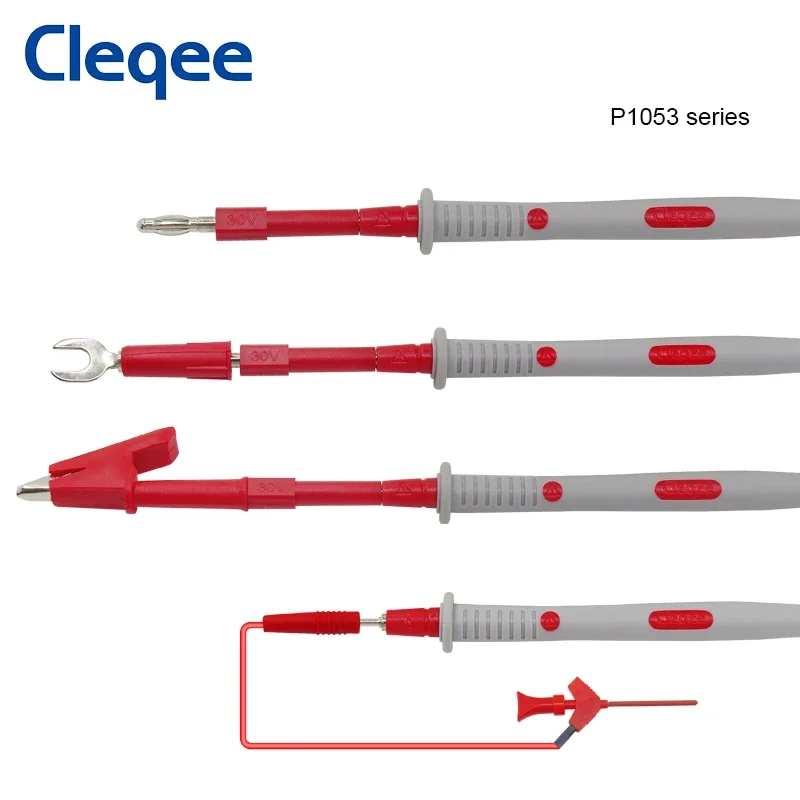 Cleqee P1503 Series Multimeter Test Lead Kit with Replaceable Needles 4mm Banana Plug Test Probe Alligator Clip Mini Grabber