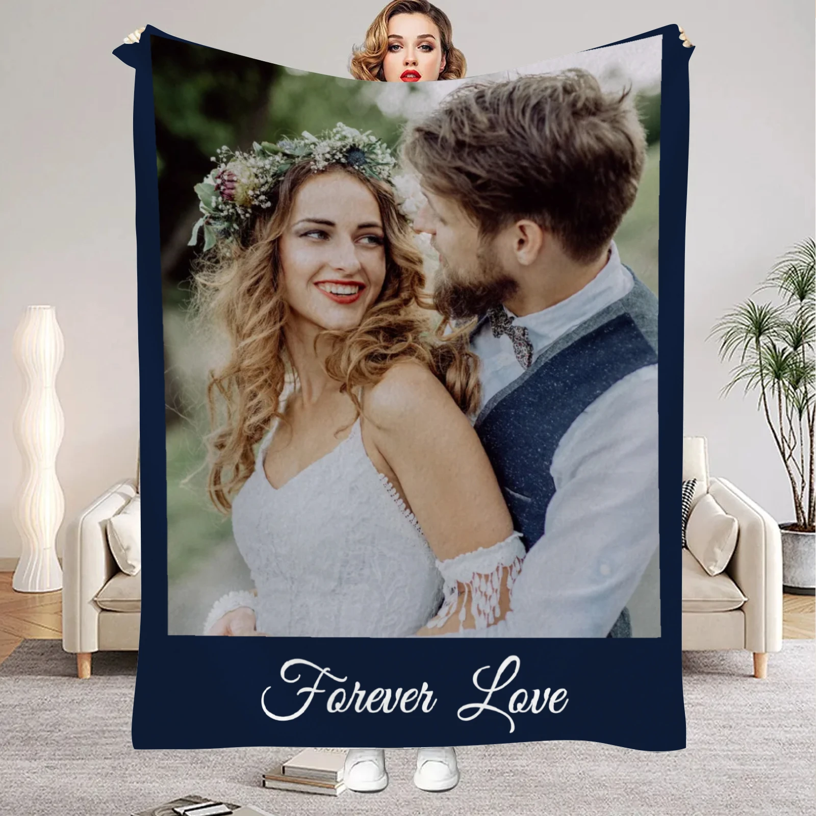 Custom Photo Flannel Blanket - Personalized Image Print, Soft & Cozy for All Seasons, Perfect Gift for Family & Friends