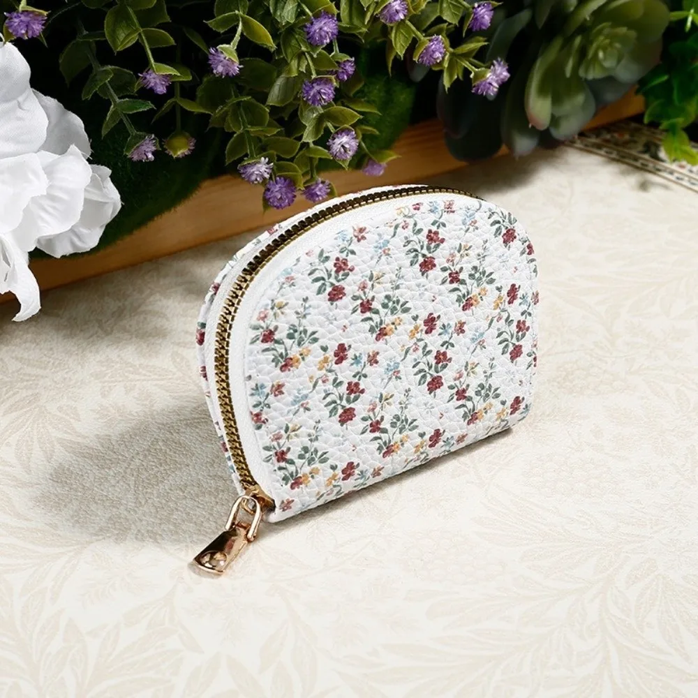 Draagbare bloemen bedrukte portemonnee PU opbergtas Mini clutch portemonnee rits Mini make-up tas cadeau