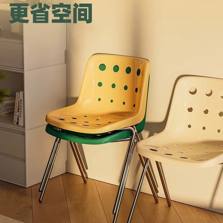 Cheese Chair Creative Household Plastic Dining Chair Minimalist Designer Medieval Dining Chair Cream Air Backrest Stool