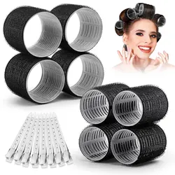 Rolos de cabelo preto auto-adesivos, sem calor, encrespadores de cabelo, ondas sem calor, volume Bangs, gancho auto-adesivo, ferramentas de estilo DIY, 13pcs