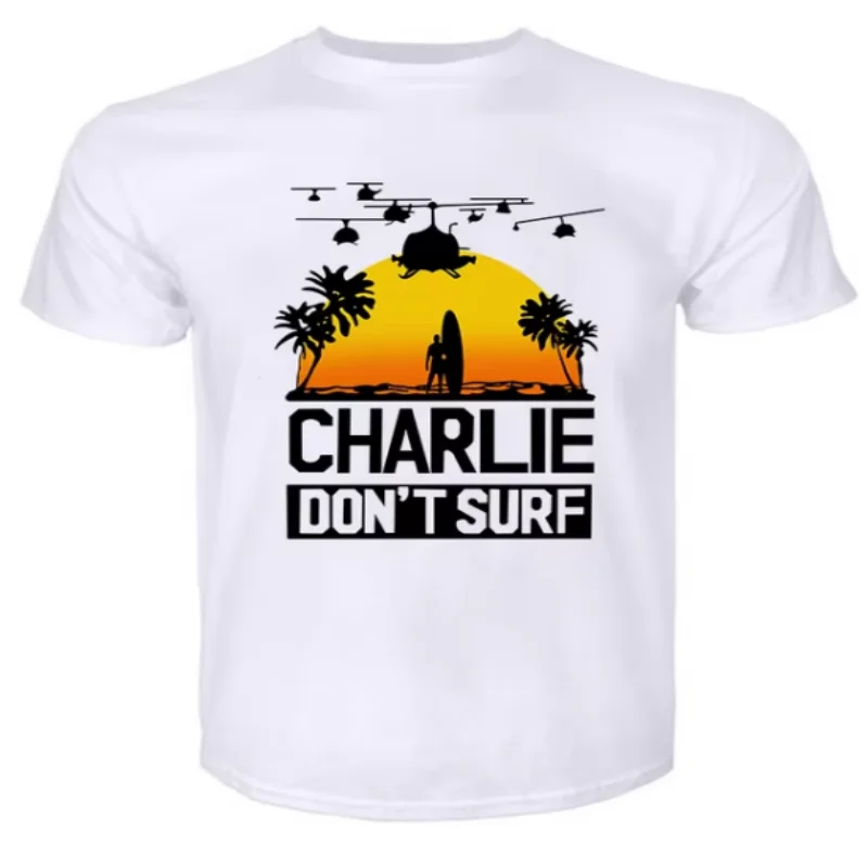 

Футболка Charlie Dont Surf, мужская футболка с Апокалипсисом Now Film, мужская футболка, модная хлопковая футболка, дизайн, чувство моды04198