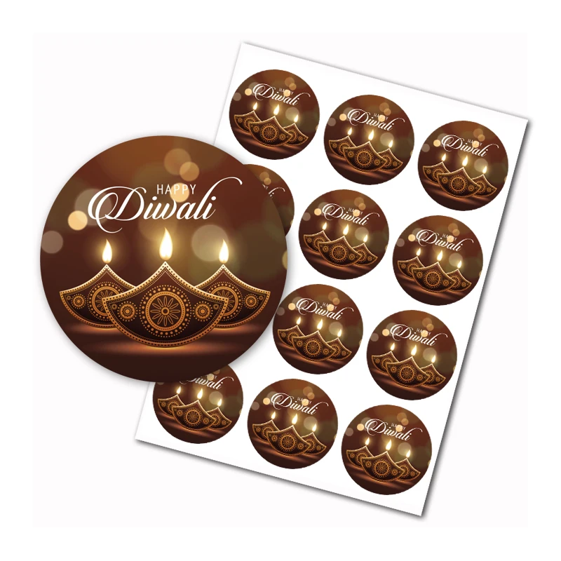 Happiness Happy Diwali - Light Festival Party Round Candy Sticker Gift - Chocolate candy Label .Order 2