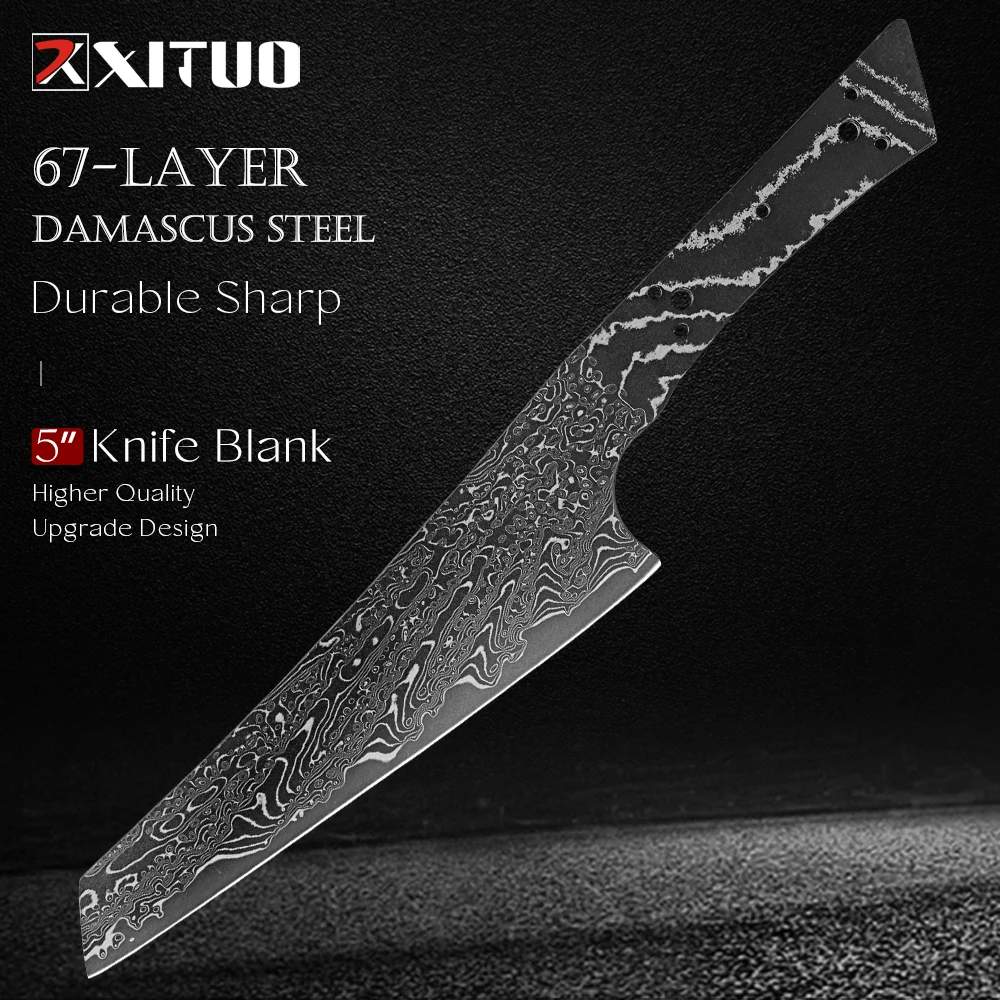 Japanese Black Blade Damascus Steel Blanks Hand Forged Chef Knife Blank Blade Heat-treated Sharp Blade Edges Knife Making Supply