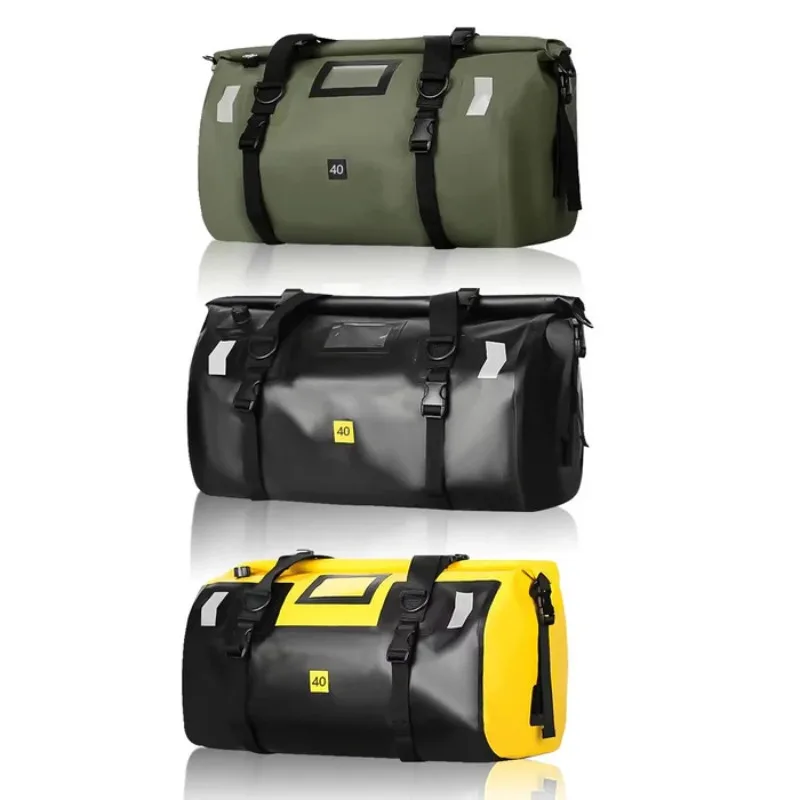 Roll‑Top Motorcycle Dry Duffel Bag, 40L/66L Waterproof PVC Luggage, Reflective Motorbike Rear Rack Storage Bag for Road Trip - view 6