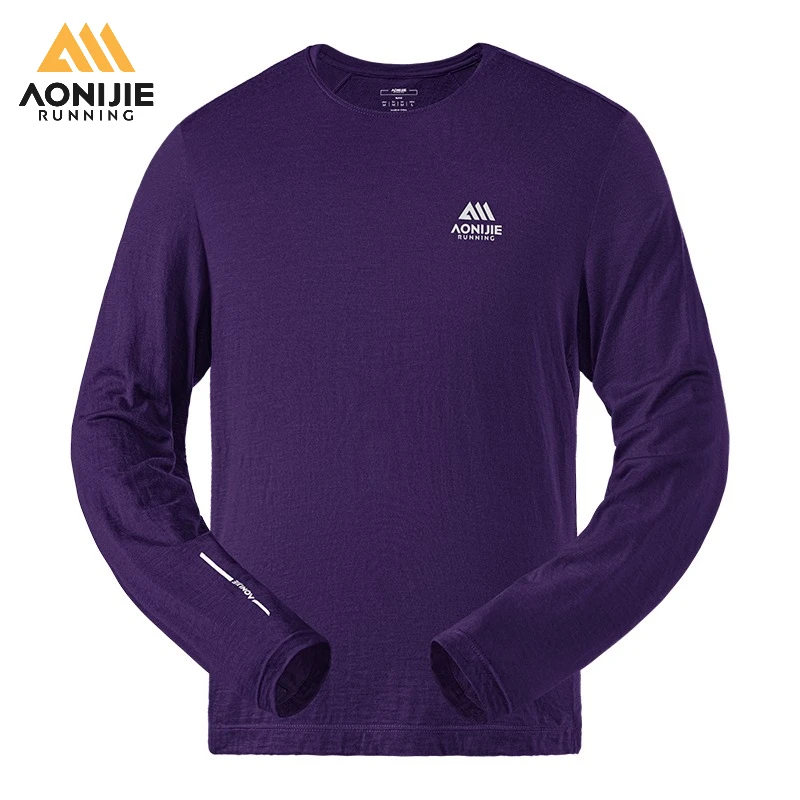 AONIJIE FM5270 Men Quick Dry Merino Wool Long Sleeve Shirt Breathable Thermal Running T-Shirt Outdoor Hiking Trekking Sports Top