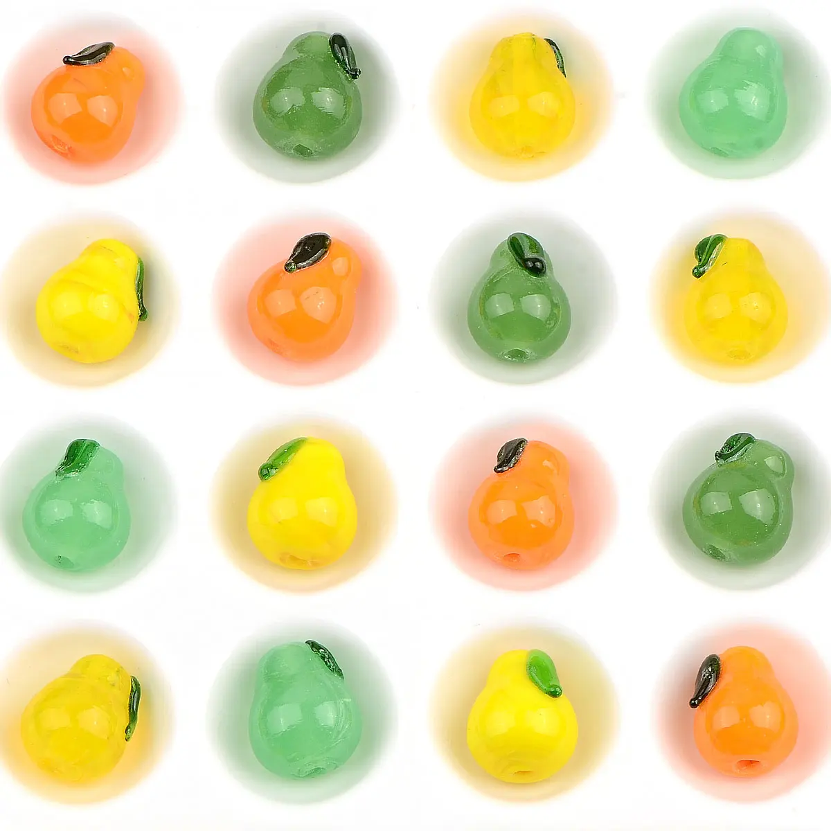 1.2x1.4cm 8pcs Random Color Mix Fragrant Pear Lampwork Beads For Jewelry Making DIY Earring Necklace Bracelet Accessories