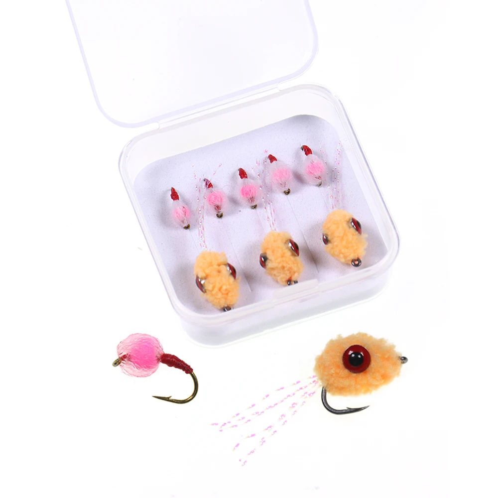 Señuelo de pesca con mosca tipo mancuerna / Señuelo de mosca con cabeza de tungsteno en forma de huevo, señuelo húmedo de huevo de salmón de hundimiento rápido para trucha, lubina y steelhead
