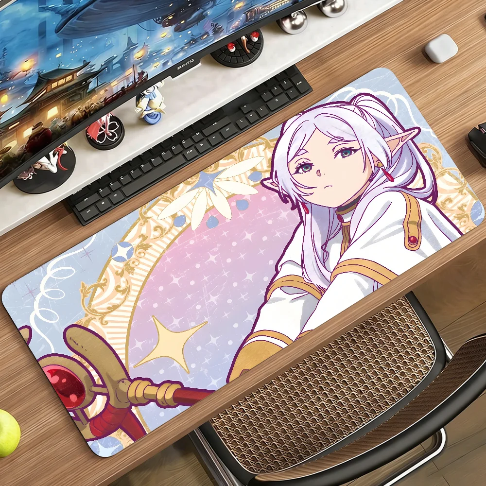 Pale Lavender Long-Hair Elf Maiden Mouse Pad, Non-Slip Rubber, Waterproof Edge, Large Desk Mat for Gaming & Office