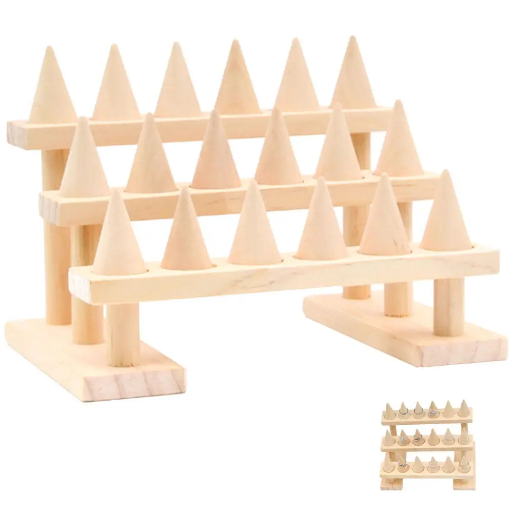 

Cone Ring Stand Wooden Ring Display Stand for Rings Storage and Organization Ideal for Dressing Table Jewelry Shop Display Rack