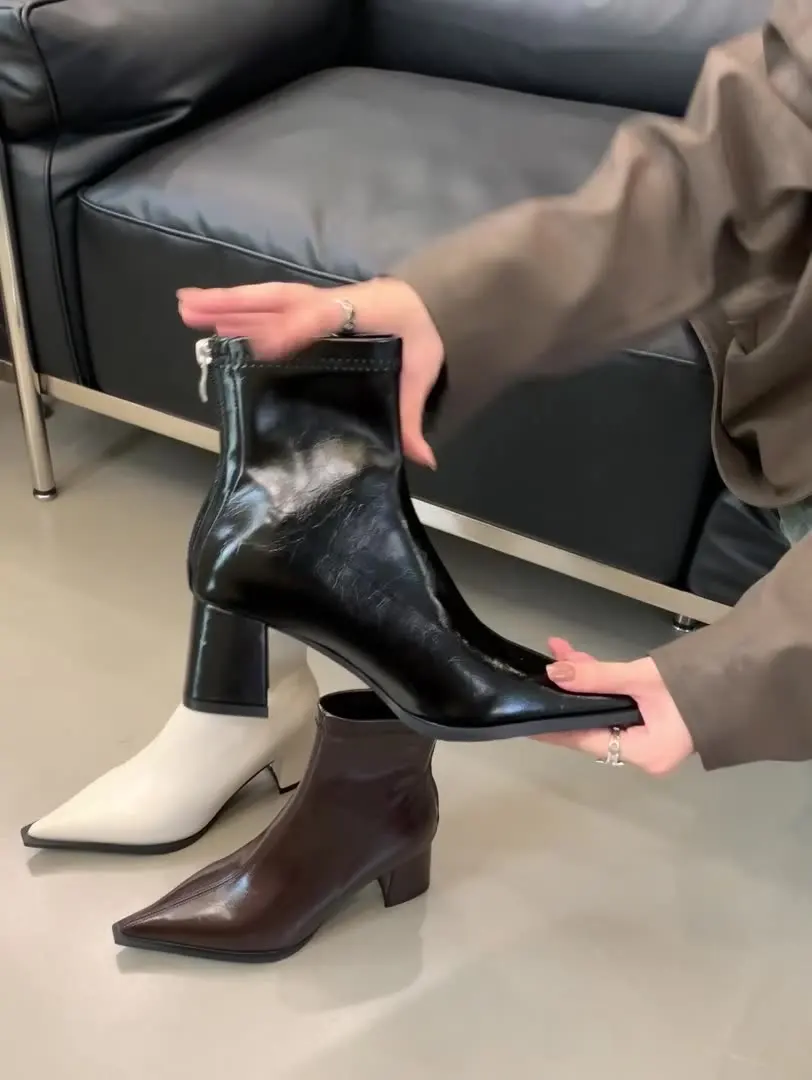 Women\'s Mid Calf Boots Luxury Designer Pointe Shoes Boots-Women Winter Footwear Fashion Med Rock Pointy 2024 Mid-Calf Ladies R