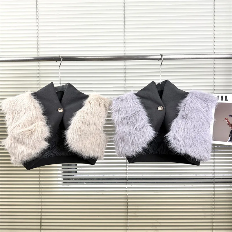 Girls Korean Imitation Fur Rabbit Wool Vest 2026 Spring Autumn Winter New One Button Environmentally Friendly Warm Vest
