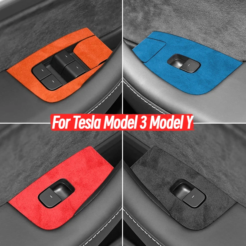 For Tesla Model 3 2019-2023 Model Y 2019-2023 Window Switch Panel Trim Cover Sticker Anti Scratch Car Interior Tuning Accessory