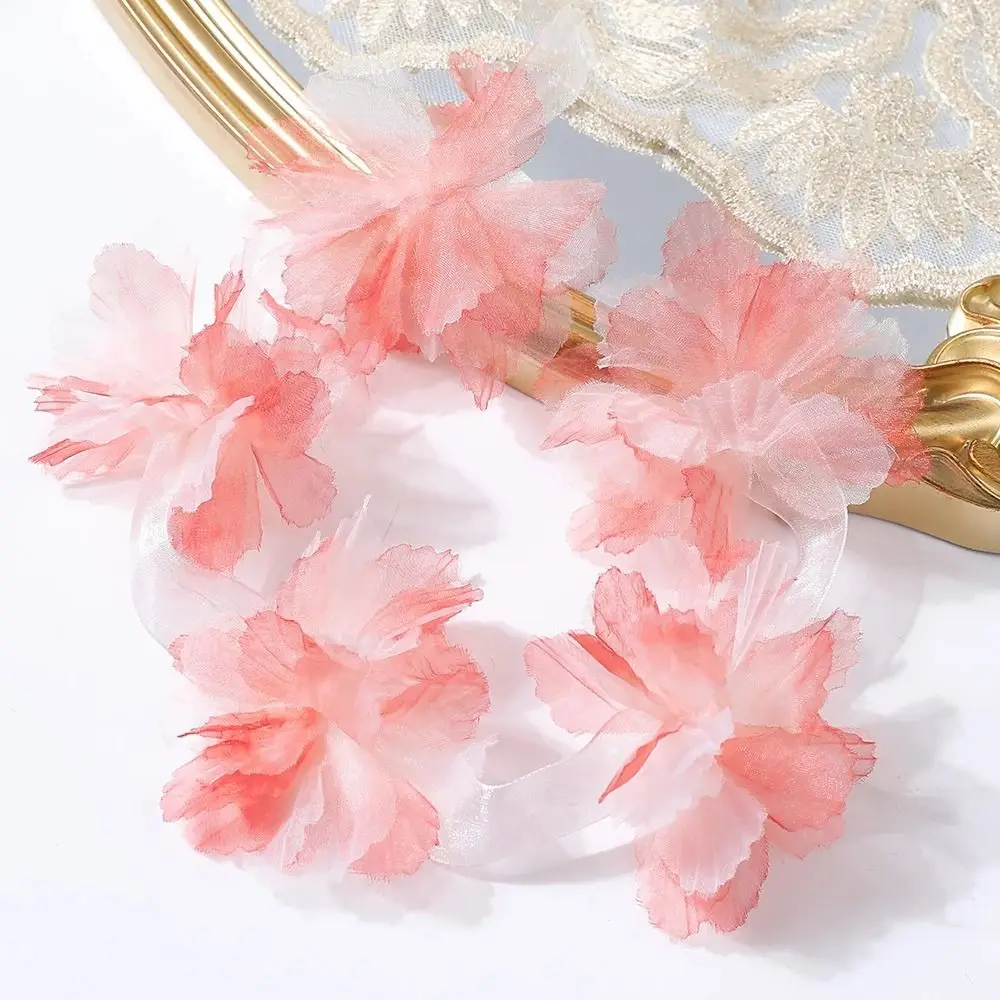 14 см 3D цветы из органзы градиент DIY кружевные нашивки аппликация аксессуары для свадебного платья шелковый цветок кружевная бейка швейные аксессуары