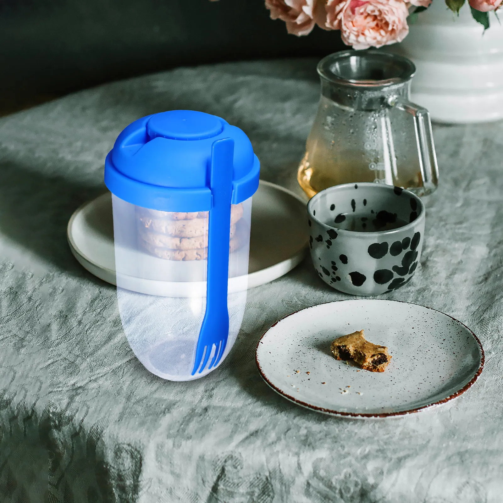 Meal Prep Oatmeal Jars - Pote para Salada com Garfo, Recipiente