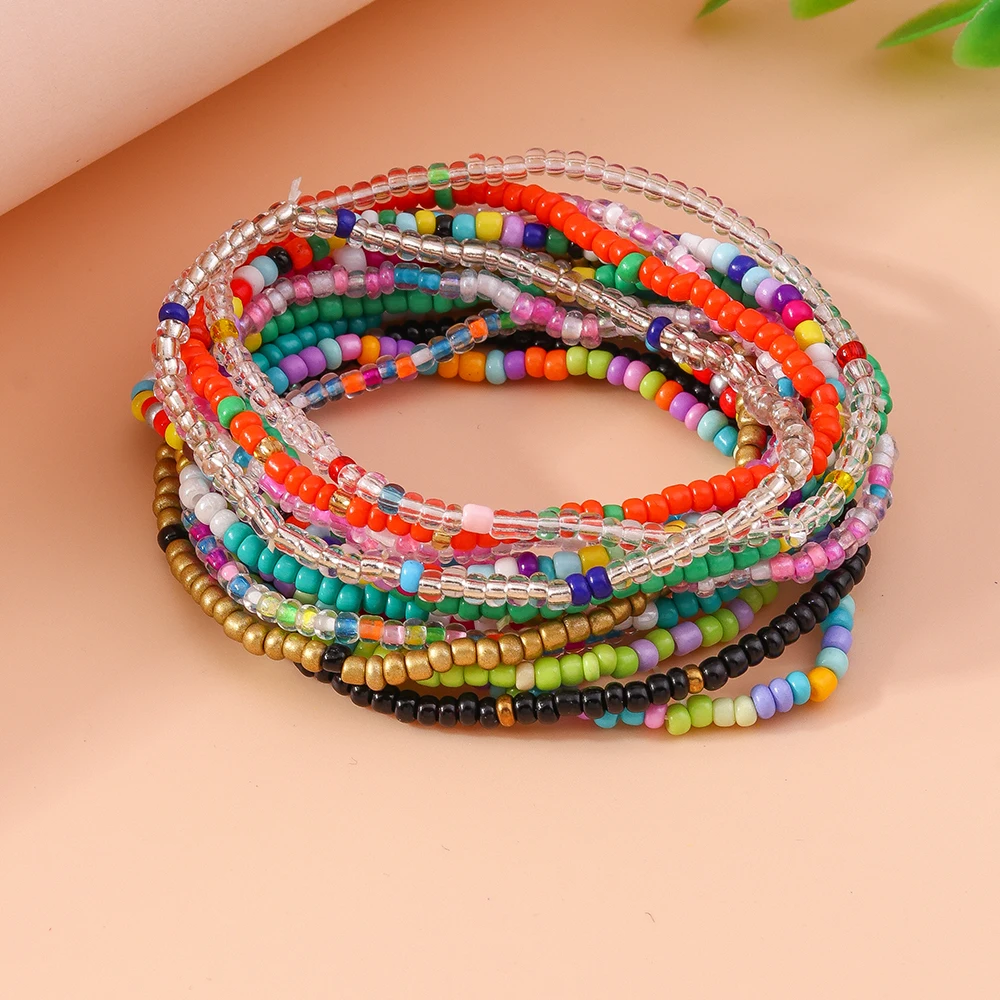 Aihua Handmade Colorful Seed Bead Flowers Charms Bracelet For Women Kids Bohemia Friendship Bracelet Beach Party Gifts view 6