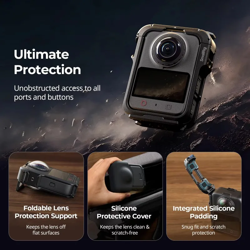 SmallRig Cage for DJI Osmo 360 II, w Silicone Protective Cover 1/4