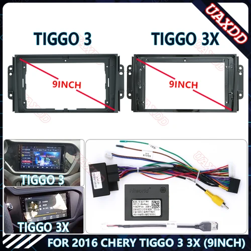 Imagen 1 del producto Para 2016 CHERY TIGGO 3-3x 9 pulgadas Radio de coche Android pantalla de audio estéreo reproductor de vídeo multimedia cables de navegación marco de arnés