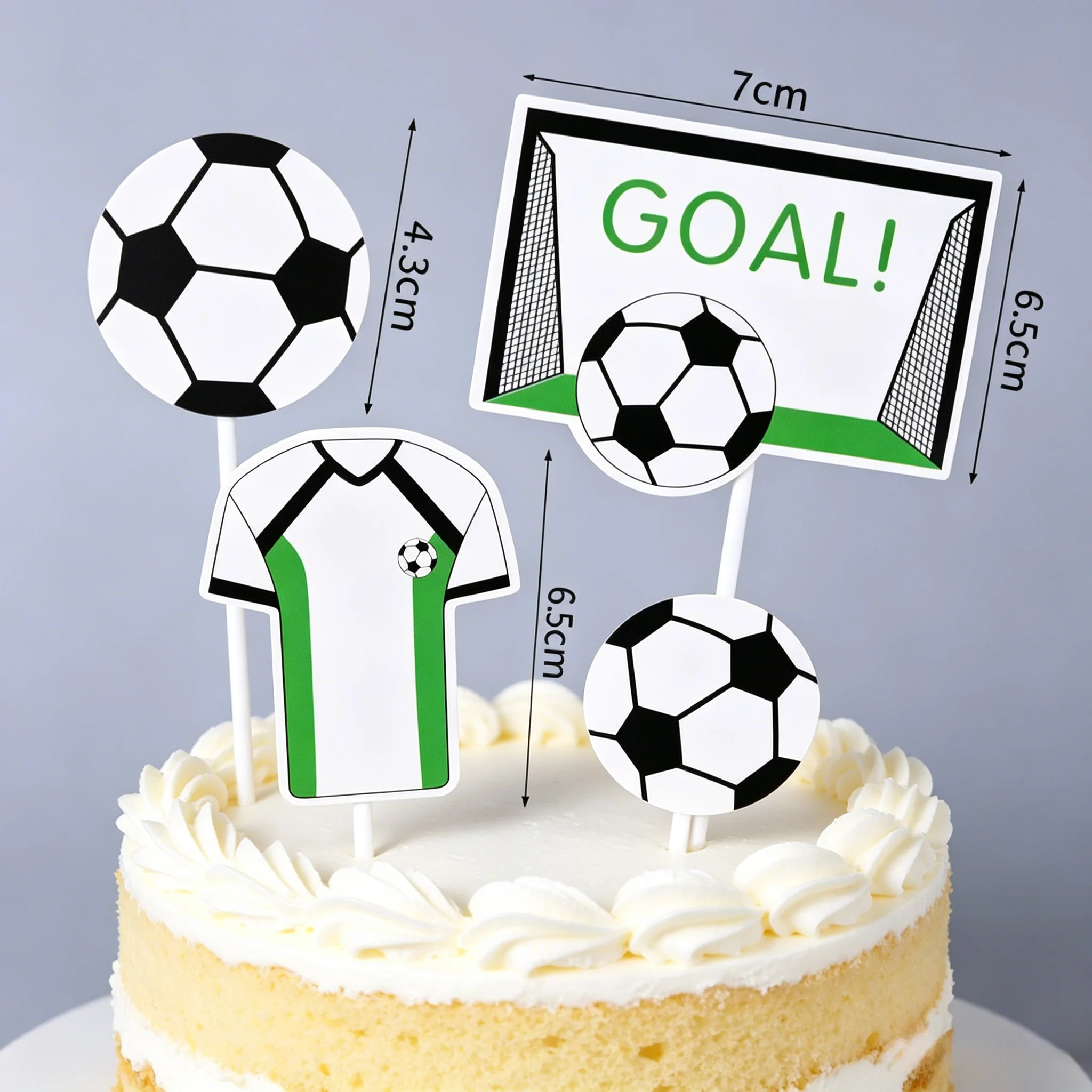 

Paper Football Cake Toppers,Soccer Jersey GOAL Sign Cake Picks for Boys Birthday Party Decor,Baby shower Supplies