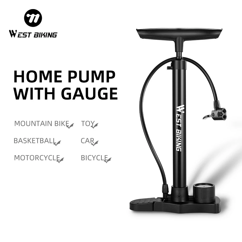 

WEST BIKING мотоциклетный насос с манометром, портативный велосипедный насос 160PSI Schrader Presta, надувной клапан для MTB, аксессуары для дорожного велосипеда