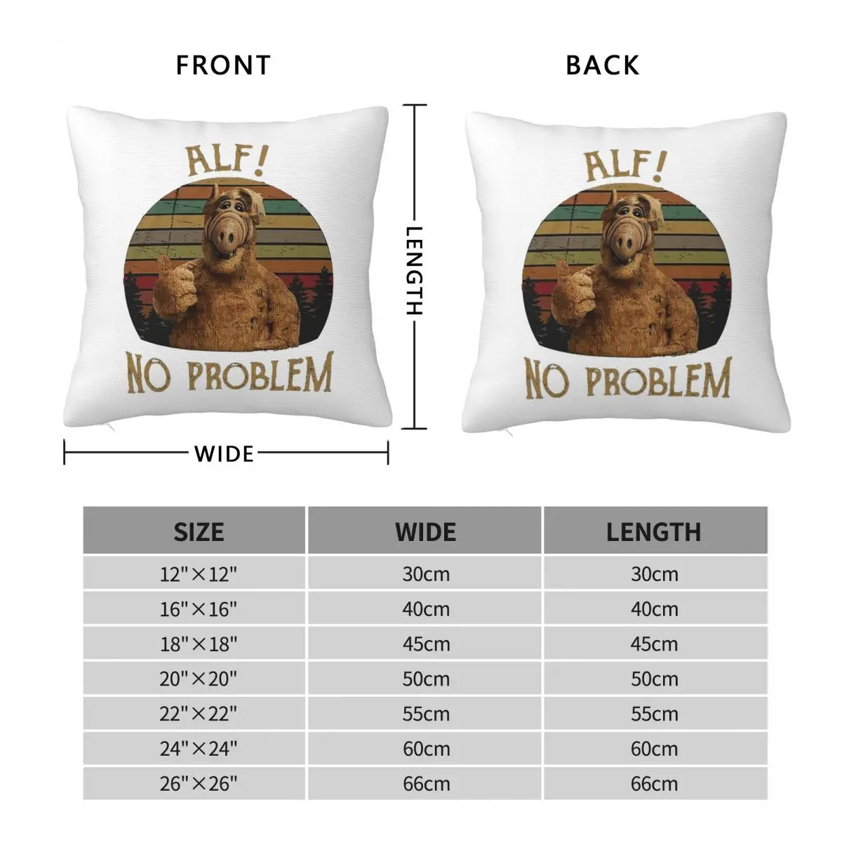 TV Series Alf Movie Square Pillowcase Cushion Cover Pillow Case Throw Pillow Cover for Home Bedroom Car