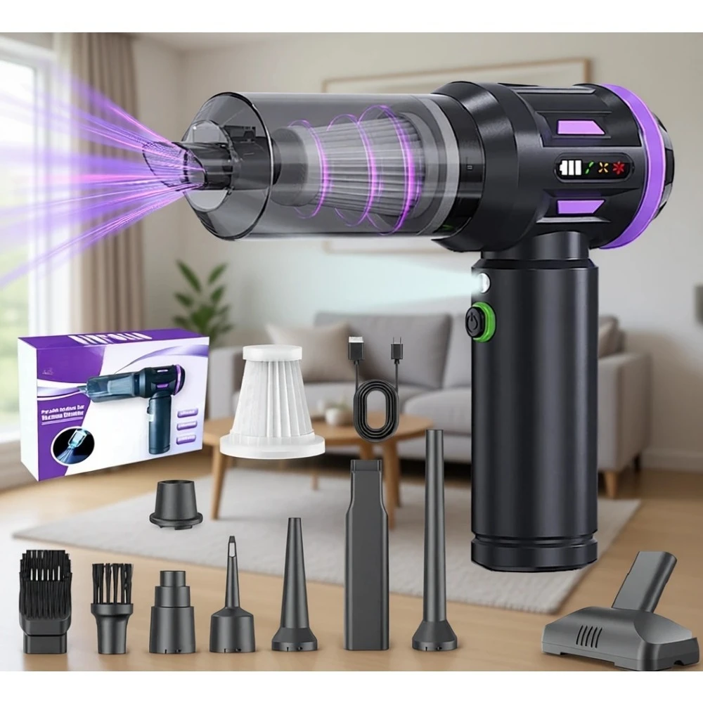 

Мощный беспроводной ручной пылесос 29000 Па с LED-дисплеем, 4-в-1, для автомобиля и дома, перезаряжаемый