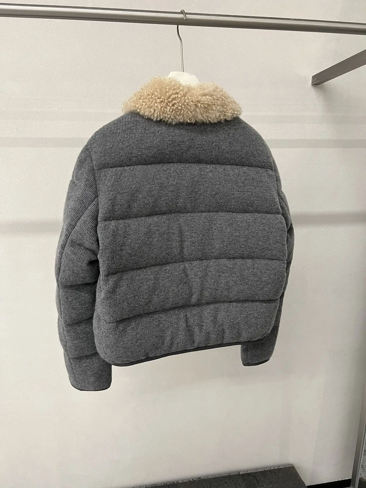 Women'S Wool Knitted Lapel High-Quality White Goose Down Down Jacket Short Casual Jacket Comfortable And Warm