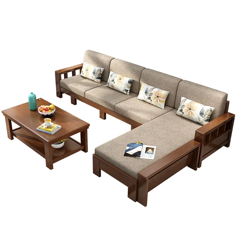 

Nordic, solid wood, sofa, combination, modern, simple, princess, corner
