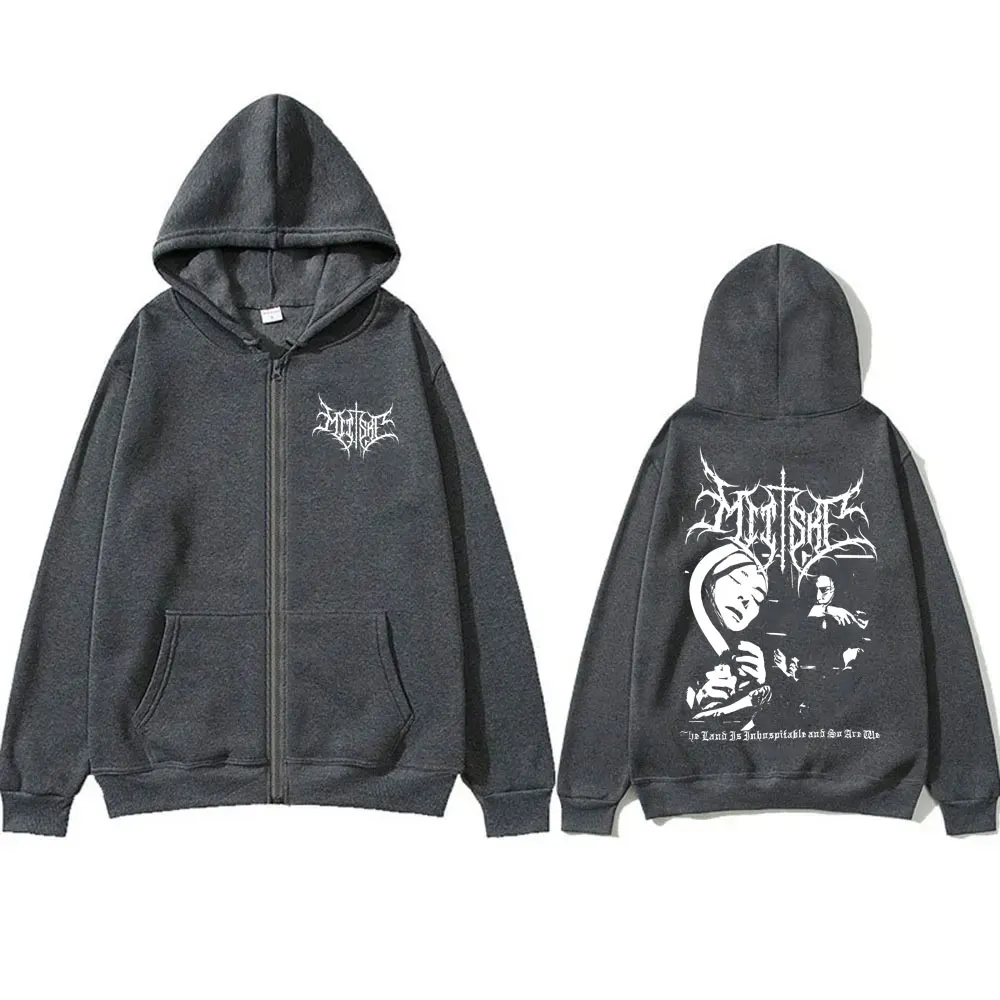 Singer Mitski Graphic Zipper Hoodie The Land Is Inhospitable and So Are We Hoodies Men Women Casual Loose Oversize Zip Up Jacket