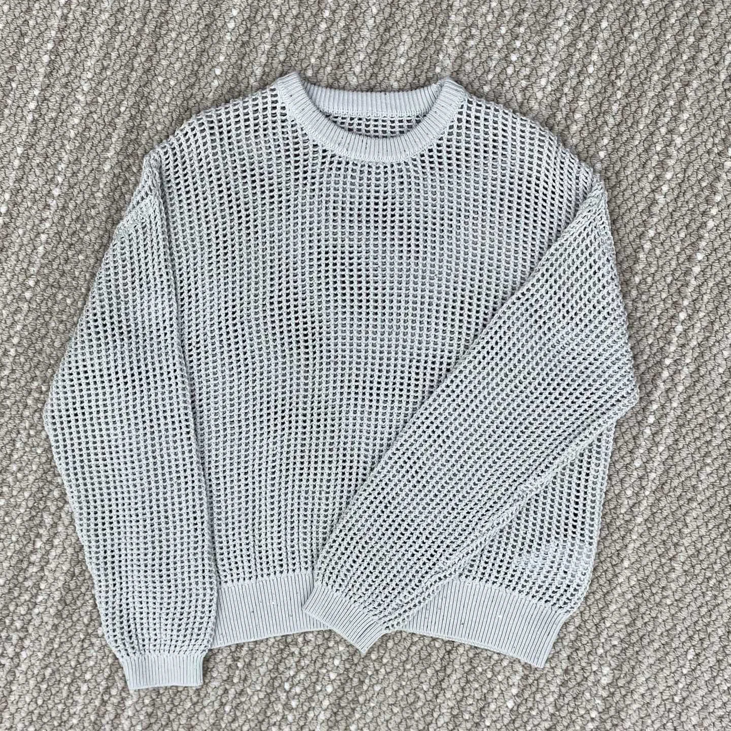 Women's 2026 Autumn Winter New Linen Cotton Round Neck Grid Knit Sweater Top