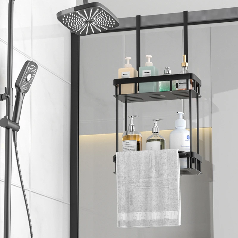 1 carrito de ducha sobre la puerta, estante de almacenamiento para el baño, estante colgante para el baño, estante de ducha de doble capa, organizador de carrito para el baño