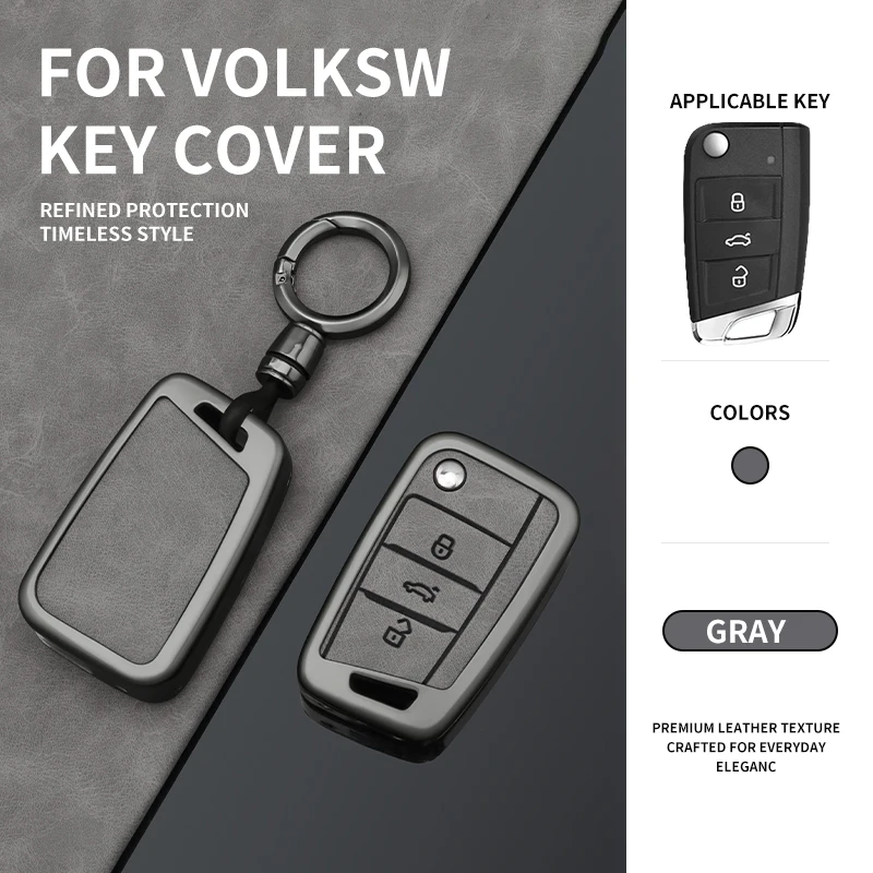 Zinc Alloy Leather Key Shell,For Volkswagen VW Polo Golf 7 Passat Tiguan MK2 Beetle Ateca Caddy T5 Car Key Cover Funda