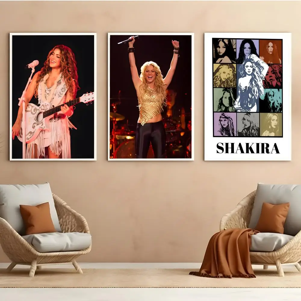 Poster Self Adhesive HD PVC Wall Art - Waterproof & Stain Proof For Home Office Shakira Singer
