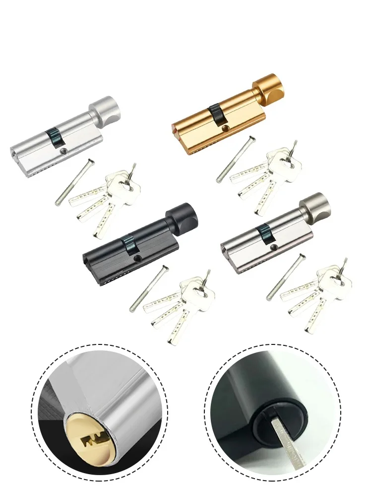 Door Locks Cylinder Thumb Turn Cylinder Lock Anti Pick With 3 Keys 1 Screw Keys Aluminum Alloy Home Hardware Lock Accessories