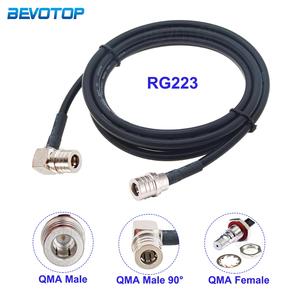 1Pcs RG223 Cable QMA Male Plug to QMA Male/Female Connector 50 Ohm Double Shielded Low Loss RG-223 Pigtail Extension Jumper