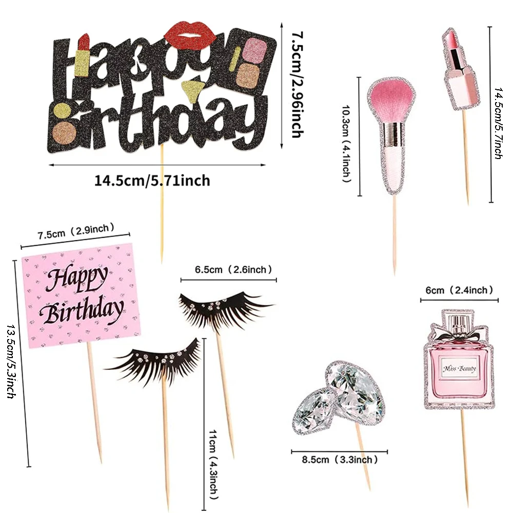 4 Stück Kunstharz-Kosmetik-Kuchenaufsätze – Lippenstift- und Parfümdekoration für Make-up-Thema, Braut, Bachelorette, Geburtstagsparty-Zubehör – Detail 21